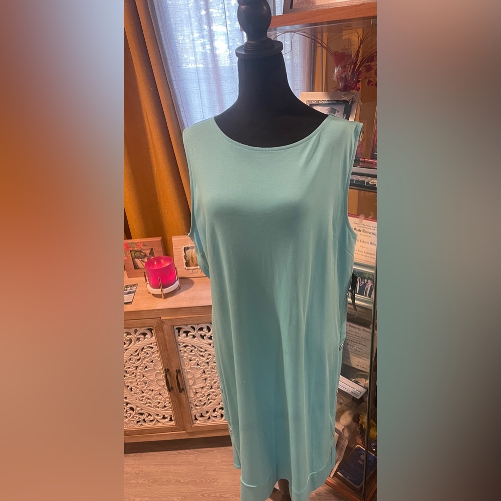 NY & COMPANY NWT Soft Cotton Sleeveless Knee Dress. Retail $37 Size XL Tall🩵